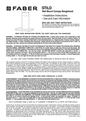 Faber STILO Wall Mount Canopy Rangehood Installation Instructions Manual
