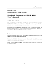 Gigabyte Notebook Computer G-MAX N501 User Manual
