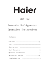 Haier HR-62W Operation Instructions Manual