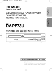 Hitachi PF73U - DV - DVD/VCR Combo Instruction Manual
