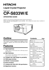 Hitachi CP-S833W Operating Manual