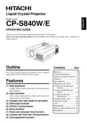 Hitachi CP-S840WA Operating Manual
