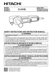Hitachi D10YB Safety Instructions And Instruction Manual