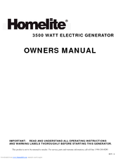 Homelite ELECTRIC GENERATOR Owner's Manual