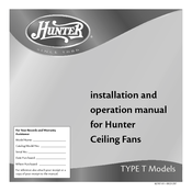 Hunter Type T Models Installation And Operation Manual