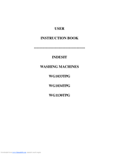 Indesit WG1033TPG User Instruction Book