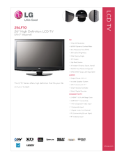 LG 26LF10 - 720p LCD HDTV Specifications