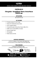 Metra Electronics CHTO-013 Installation Instructions Manual