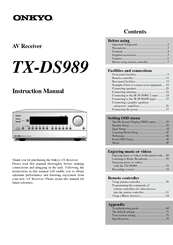 Onkyo Tx Ds989ver2 Manuals Manualslib