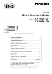 Panasonic KX-PW201CW Quick Reference Manual