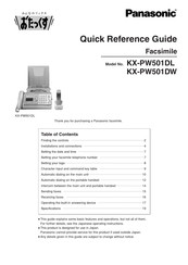 Panasonic KX-PW501DL Quick Reference Manual