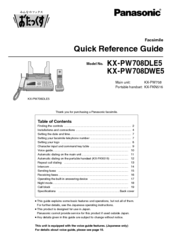 Panasonic KX-PW708DLE5 Quick Reference Manual