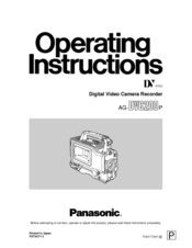 Panasonic AGDVC200 - DV CAMCORDER Operating Instructions Manual