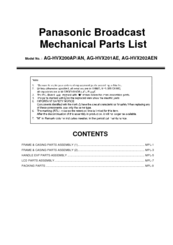 Panasonic AG-HVX202AEN Mechanical Parts List