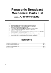 Panasonic AJ-HPM100MC Mechanical Parts List