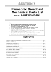 Panasonic AJHPX2700G - MEMORY CARD CAMERA-RECORDER Mechanical Parts List