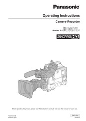 Panasonic AJHDC27H - DVCPRO HD CAMERA Operating Instructions Manual