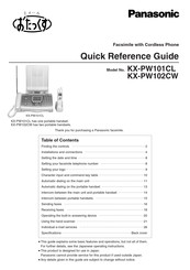 Panasonic KX-PW102CW Quick Reference Manual