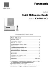 Panasonic KX-PW110CL Quick Reference Manual
