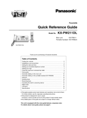Panasonic KX-PW211DL Quick Reference Manual