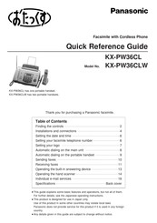 Panasonic KX-PW36CL Quick Reference Manual