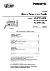 Panasonic KX-PW508DW Quick Reference Manual