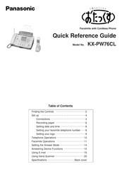 Panasonic KX-PW76CL Quick Reference Manual
