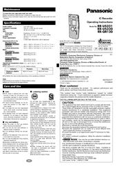 Panasonic RR-QR120 Manuals | ManualsLib
