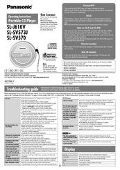 Panasonic SLJ610V - PORTABLE CD PLAYER Operating Instructions Manual