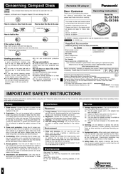 Panasonic SLSX390 - PORT. CD PLAYER-LOW Operating Instructions Manual