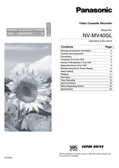 Panasonic NV-MV40GL Operating Instructions Manual