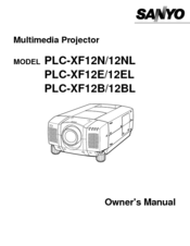 Sanyo PLC - XF12E Owner's Manual