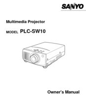 Sanyo PLC-SW10 Owner's Manual