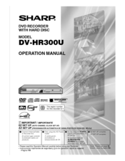 Sharp DV-HR300U Operation Manual