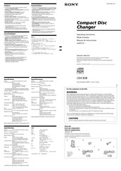 Sony CDX-838 - Compact Disc Changer System Operating Instructions