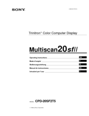 Sony Trinitron CPD-20SF2 Operating Instructions Manual