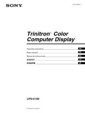 Sony Multiscan CPD-E100 Operating Instructions Manual