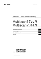 Sony Multiscan20se II GDM-20SE2T Operating Instructions Manual
