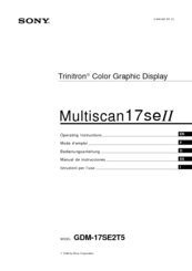 Sony Trinitron Multiscan17seII Operating Instructions Manual