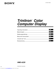 Sony FD Trinitron HMD-A220 Operating Instructions Manual