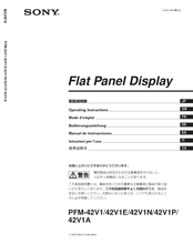 Sony PlasmaPro PFM 42V1 Operating Instructions Manual