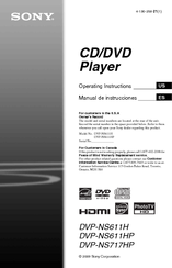 Sony DVP-NS611HP - 1080p Upconverting DVD Player Operating Instructions Manual