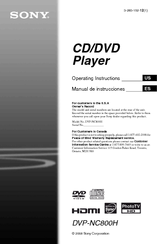 Sony DVP-NC800H/B - 1080p Upscaling Dvd Changer Operating Instructions Manual