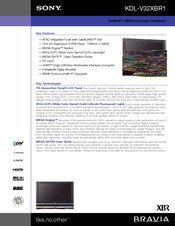 Sony KDL-V32XBR1 Specification Sheet