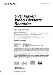 Sony SLV-D100 Operating Instructions Manual
