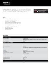 Sony CDX-GT40UW Specifications