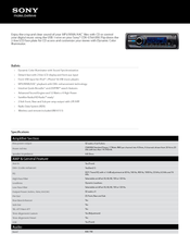 Sony CDX-GT65UIW Specifications