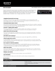 Sony MEX-BT3000P Specification Sheet