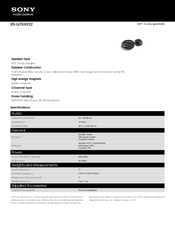 Sony XS-GTX6932 Specifications