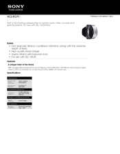 Sony VCL-ECF1 Specification Sheet